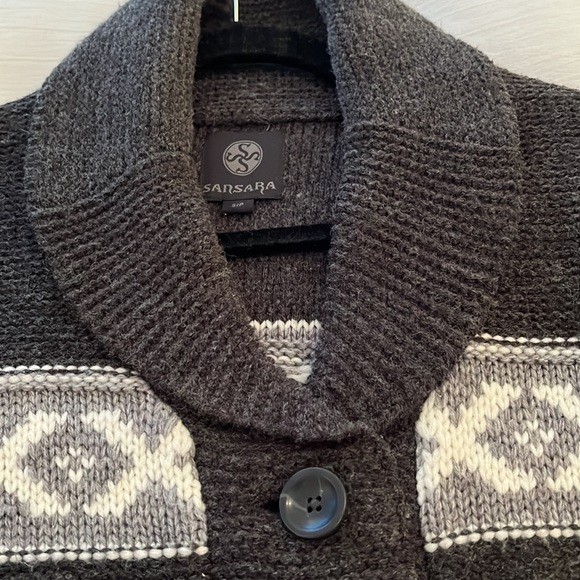 Sansara Sweater size Small Wool Blend Button Down 3/4 length shawl Collar Size S - Picture 8 of 9